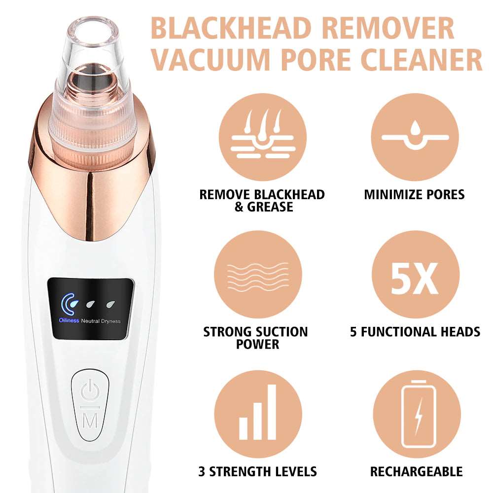 Beauty Electric Blackhead Remover Facial Cleaner Black Point Vacuum Suction Black Head Dots Remover Extractor Skin Care Tools