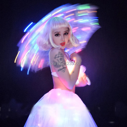 LED Colorful Umbrella Ballet Tutus LED Adult Ballet Dance Clothes Skirt Women Ballerina Dress for Party Decoration Stage Show