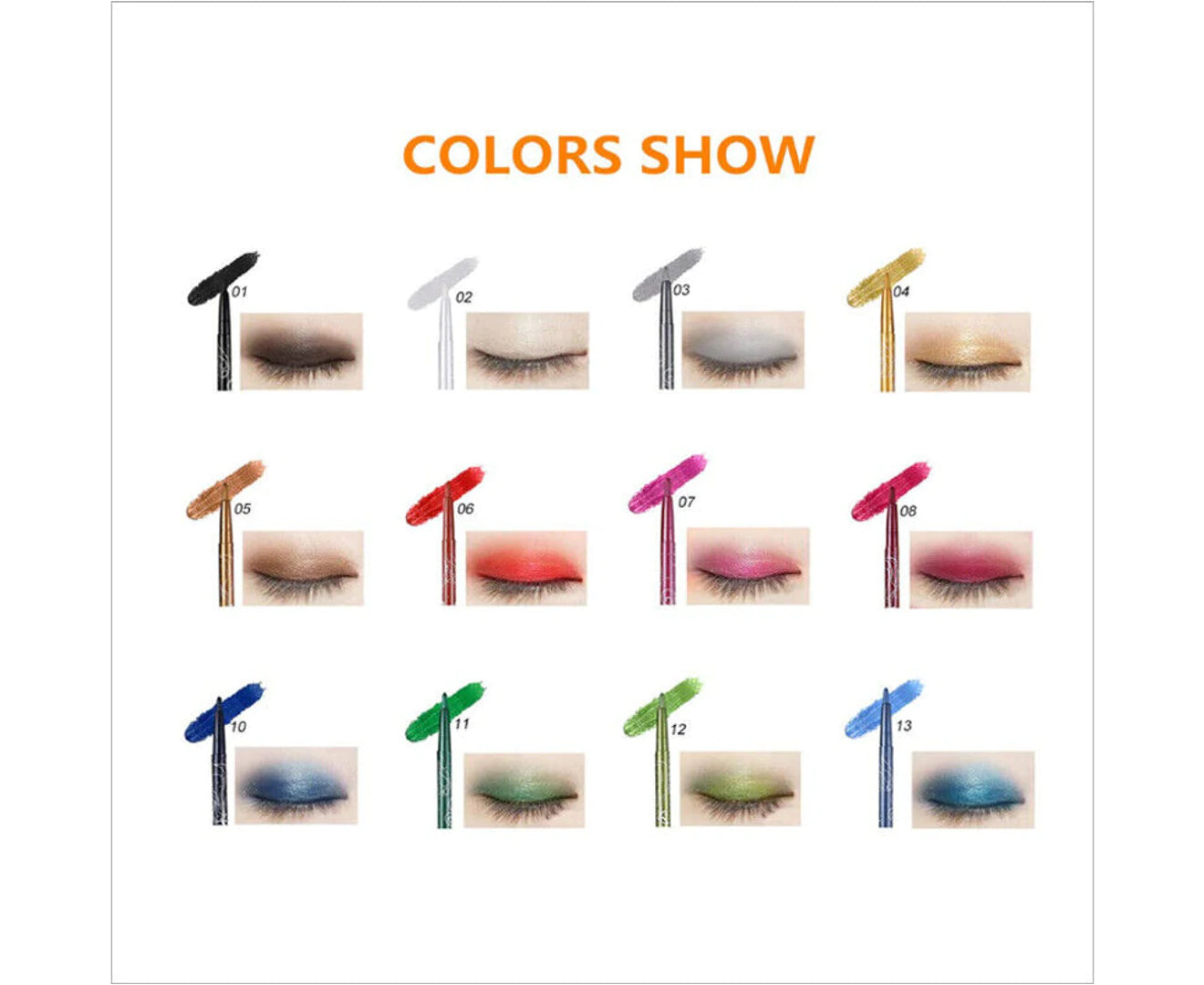 Eyeliner Pencil 12 Color Cosmetic Makeup Pen Set Eye Shadow Glitter