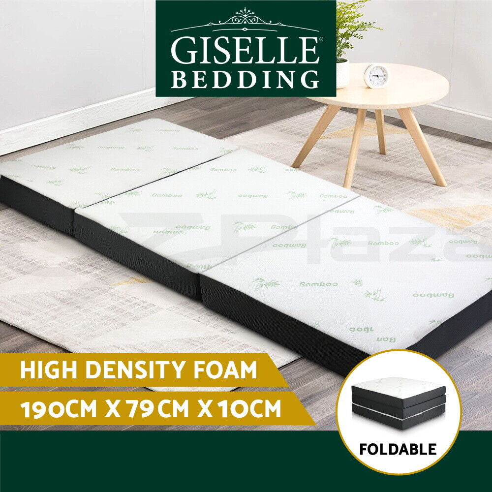 Giselle Bedding Foldable Mattress Folding Foam Mattresses Camping Single Bamboo