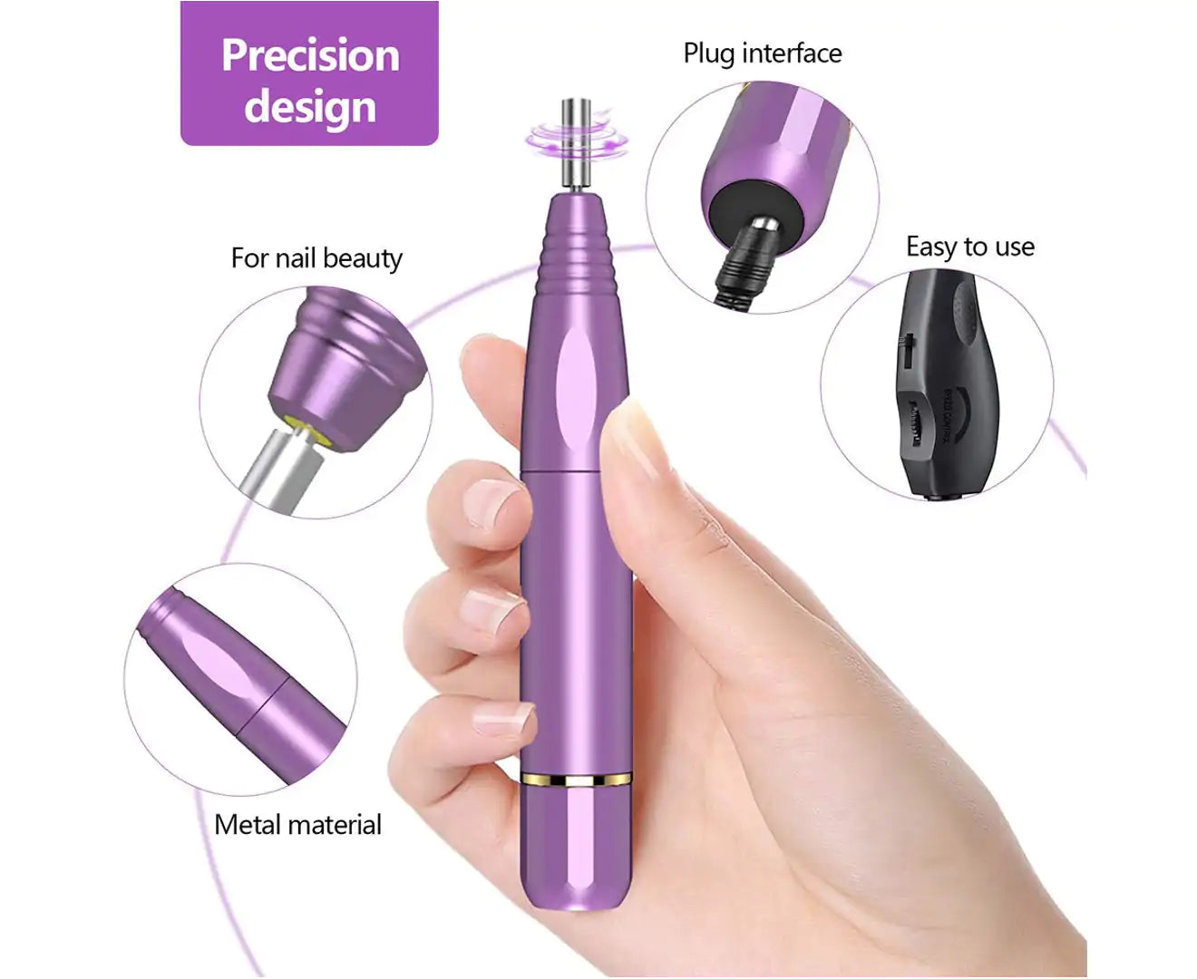 Nail Drill Machine Electric,Portable Acrylic Nail Kit,Nail File Set for Manicure Pedicure Polishing