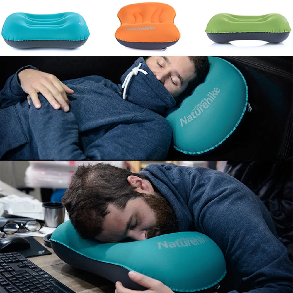 Mini Travel Pillow Ultralight Portable Air Inflatable Pillow Outdoor Camping Travel Soft Soft Neck Protective Pillow