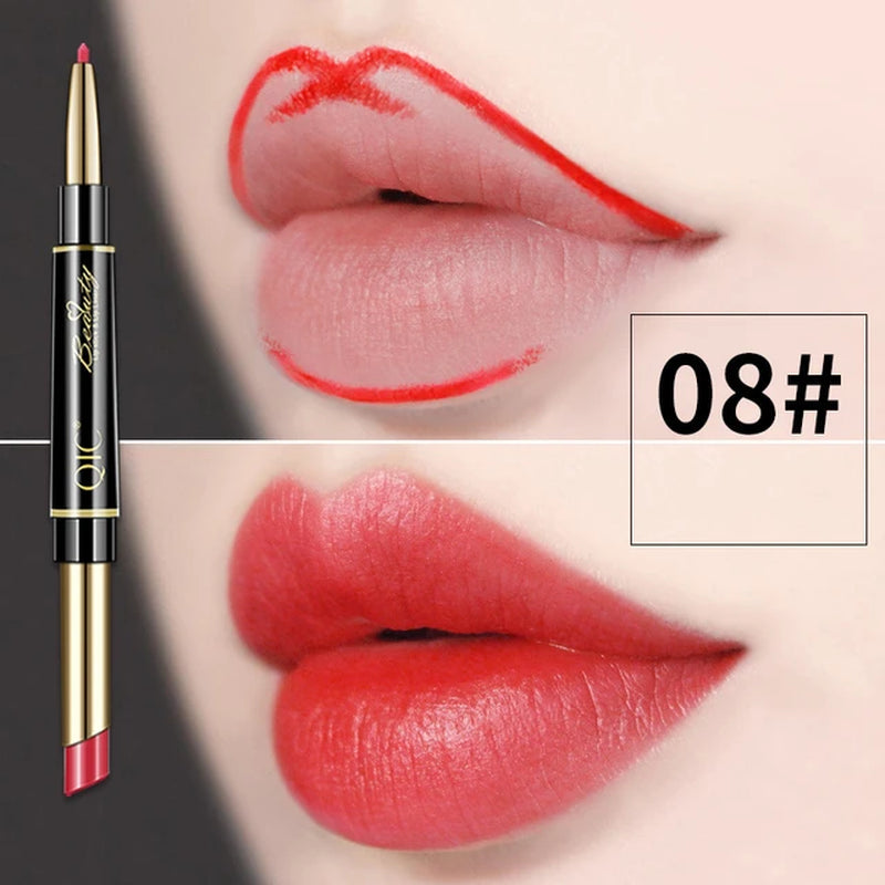 2 in 1 Lipstick Red Lip Liner Pencil Long Lasting Lipliner Pink Waterproof Matte Lip Stick Contouring Lipstic Makeup Cosmetics