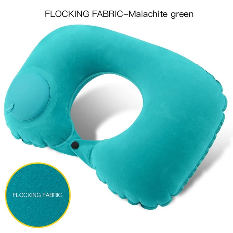 U-Shape Travel Pillow New Pres Inflateble Pillow Neck Portable Folding Outdoor Traveling Car Airplane Inflate Ring Neck Pillows