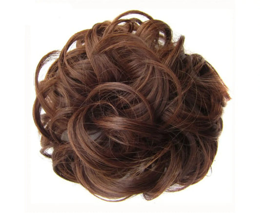 Natural Stunning Curly Hair Extensions Messy Chignon/Bun/Updo Hair Piece – Light Coffer Brown