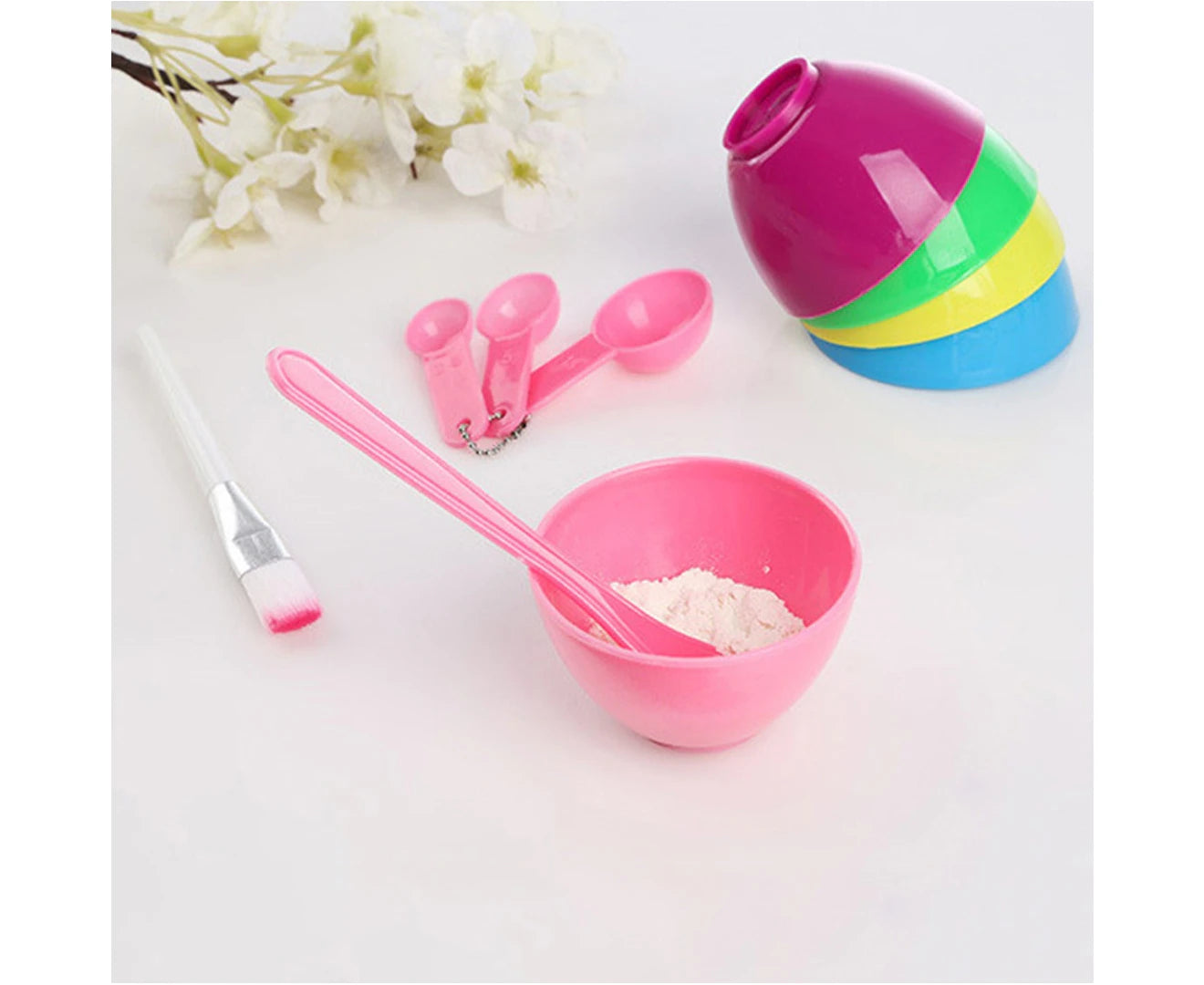 4 in 1 DIY Homemade Makeup Beauty Facial Face Mask Bowl Brush Spoon Stick Tools