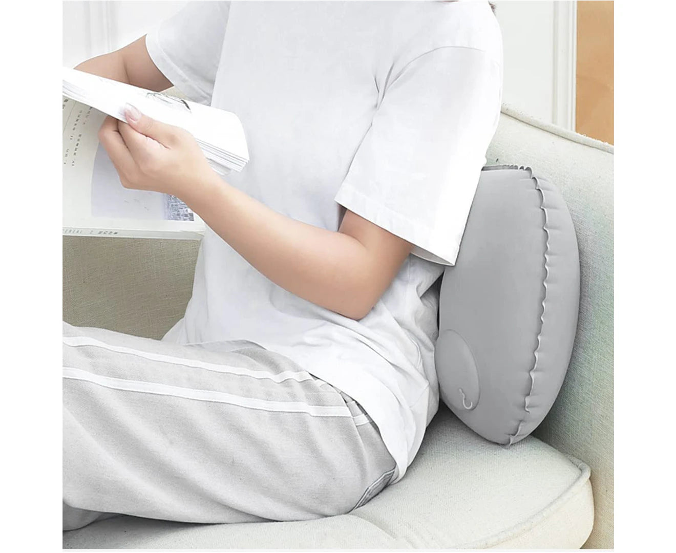 Travel Pillow Inflatable Neck Pillow Portable Head and Neck Support Pillow,Grey