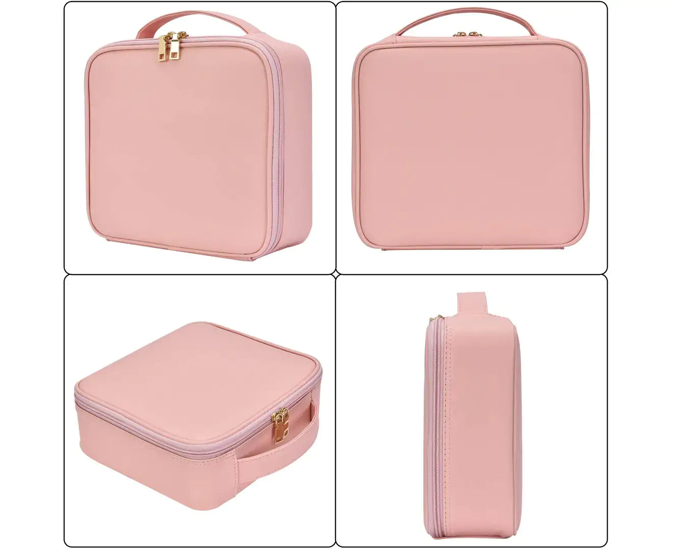 Women'S Travel Cosmetic Bag Organizer with Adjustable Dividers for Cosmetics Make up Tools Toiletry Jewelry - Rose Gold