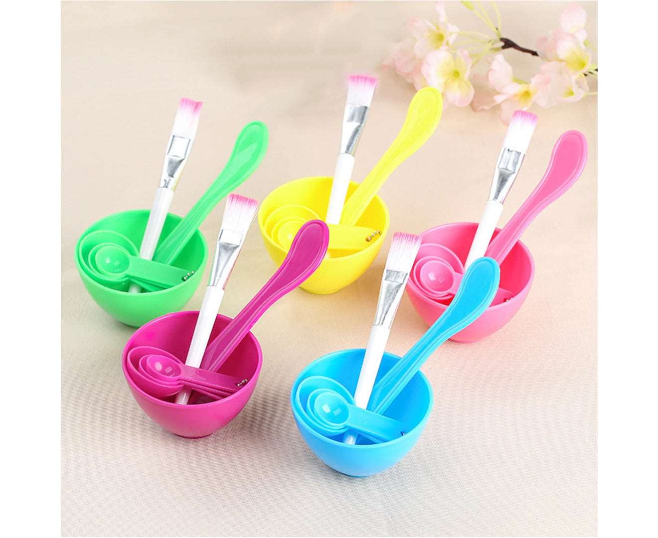 4 in 1 DIY Homemade Makeup Beauty Facial Face Mask Bowl Brush Spoon Stick Tools