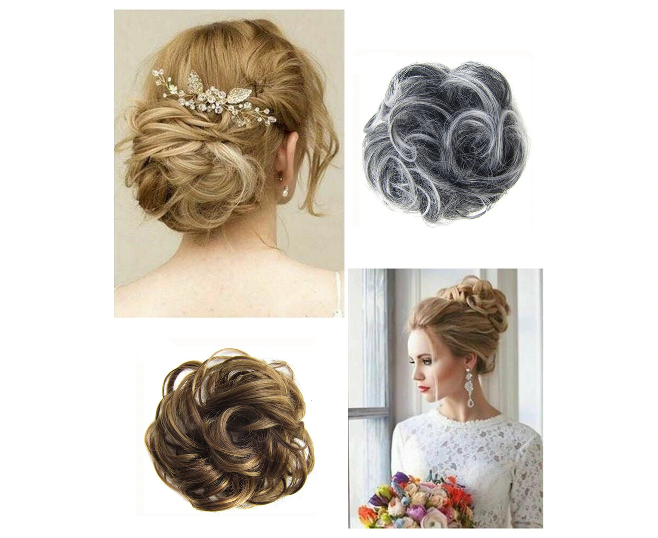 Natural Stunning Curly Hair Extensions Messy Chignon/Bun/Updo Hair Piece – Light Coffer Brown