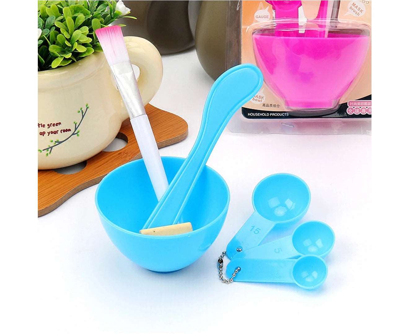 4 in 1 DIY Homemade Makeup Beauty Facial Face Mask Bowl Brush Spoon Stick Tools