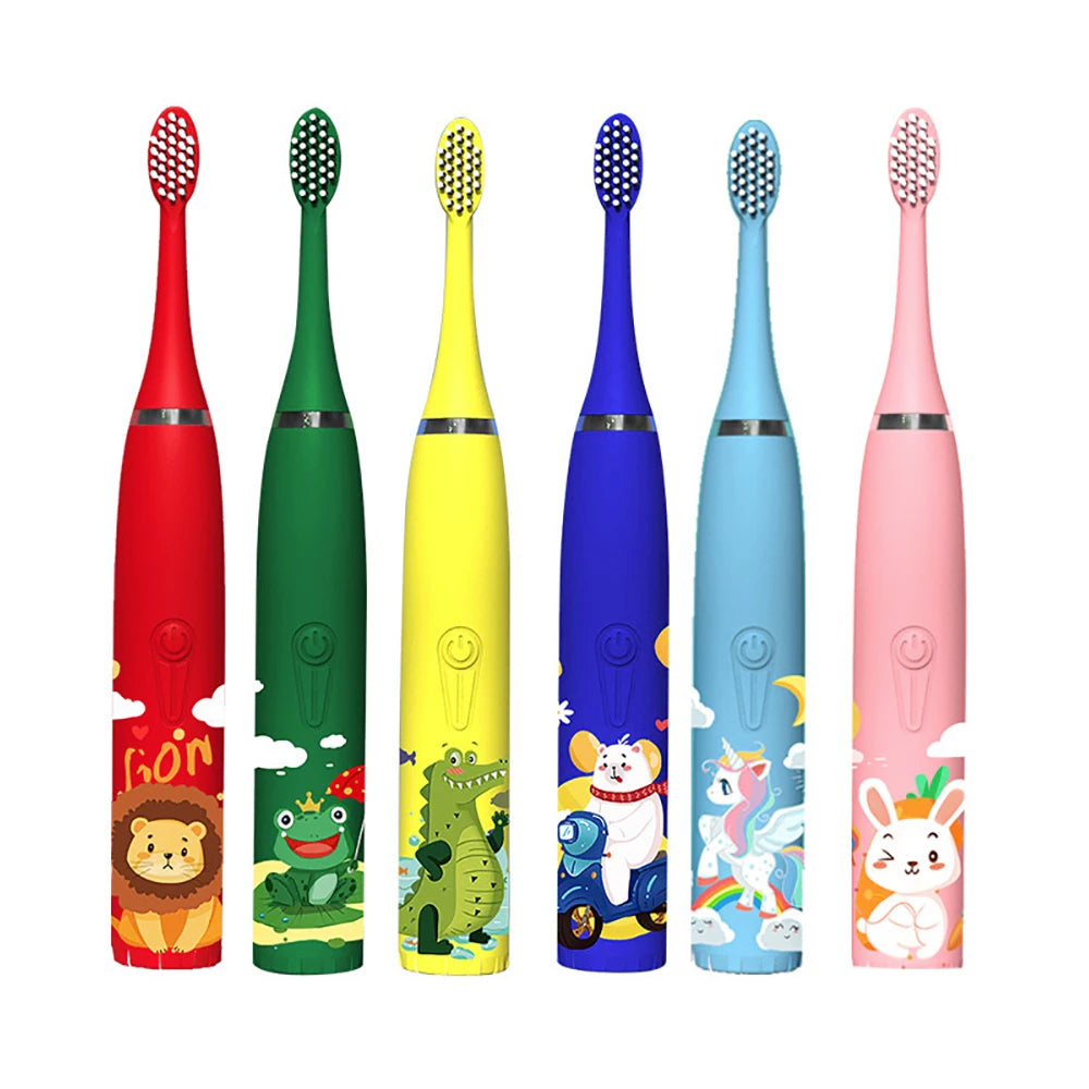 For Children Electric Toothbrush Cartoon Pattern Kids with Replace the Toothbrush Head Ultrasonic Electric Toothbrush