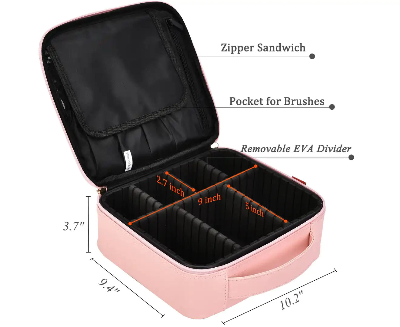 Women'S Travel Cosmetic Bag Organizer with Adjustable Dividers for Cosmetics Make up Tools Toiletry Jewelry - Rose Gold