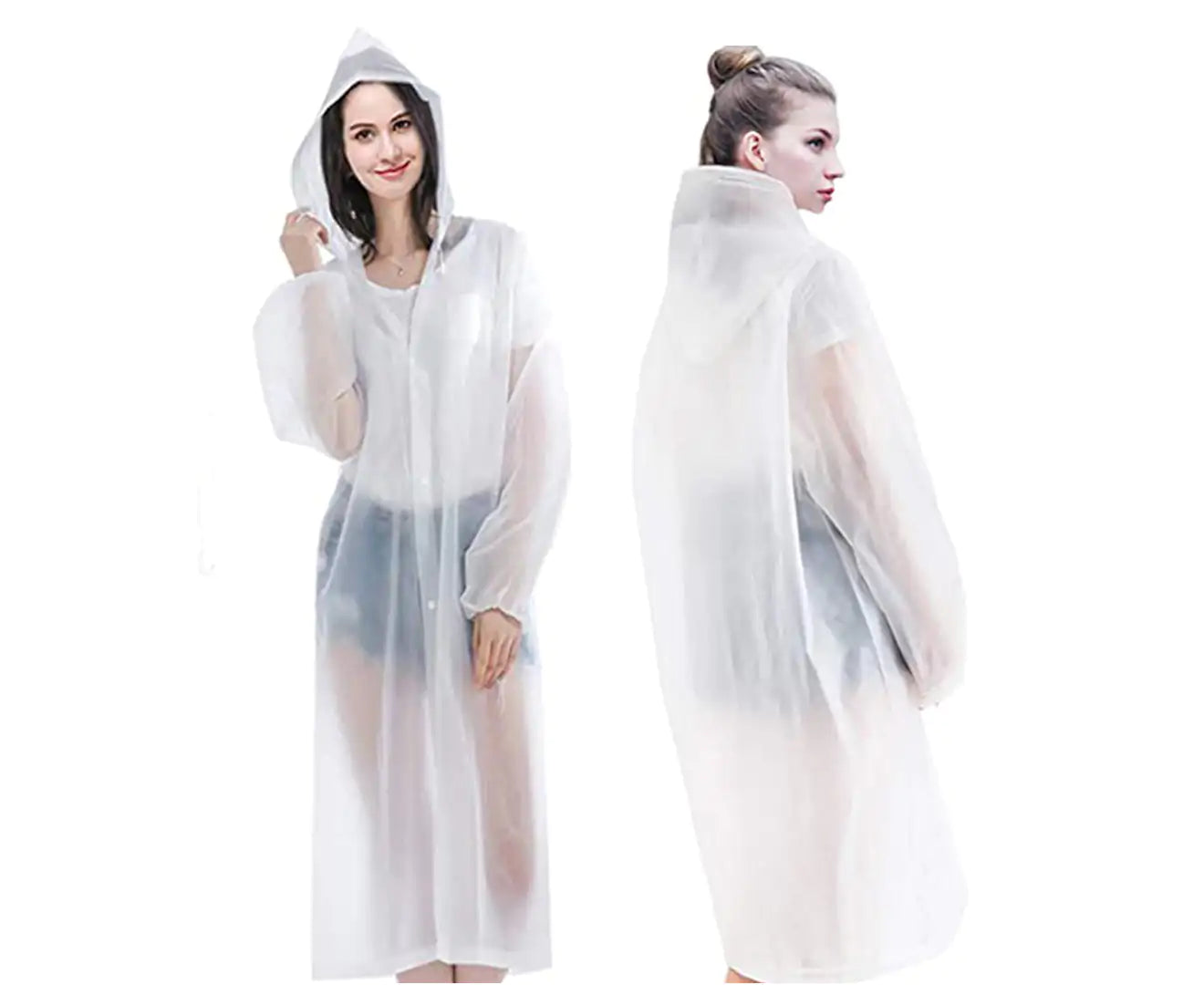 Raincoats for Adults, EVA Reusable Rain Ponchos , No Smell&Environmentally Friendly&Light Weight, Portable Rain Coat Perfect for Outdoor Activities, - White