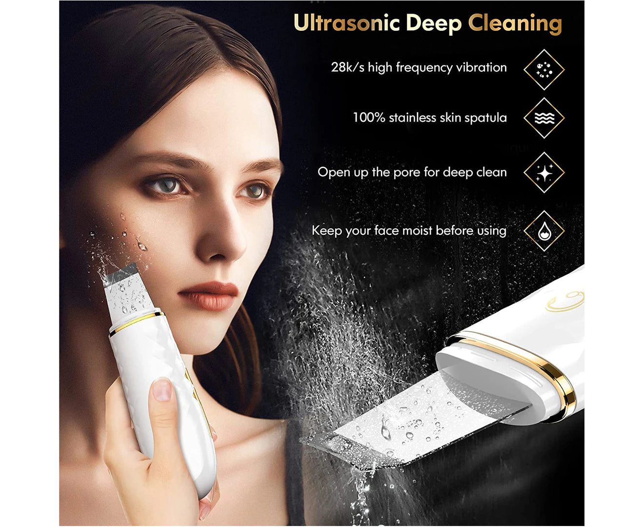 Skin Scrubber Face Spatula, LCD Blackhead Remover Pore Cleaner, Facial Lifting Tool with USB Charger