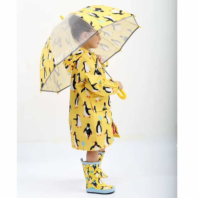 Waterproof Hooded School Girls Rain Coat Windproof Children Raincoats Baby Boys Poncho for 2-8 Years Old