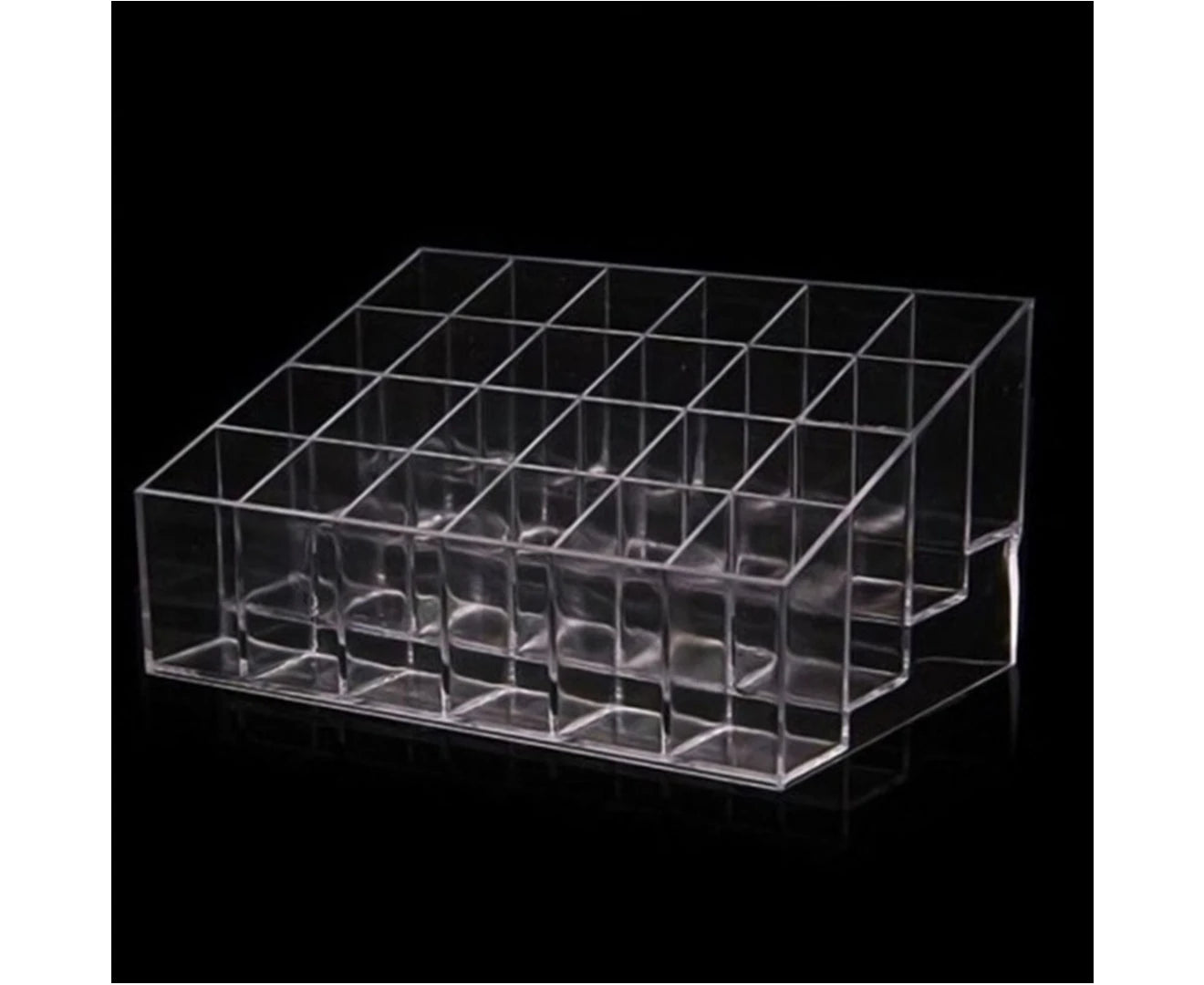 24 Compartment Transparent Cosmetics Display Stand Lipstick Organizer Case