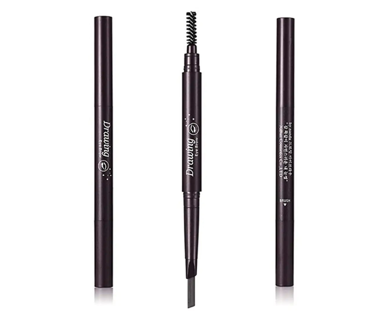 Double-End Waterproof Eyebrow Pencil Eye Brow Brush Eyeliner Makeup Cosmetic Pen-06 Black