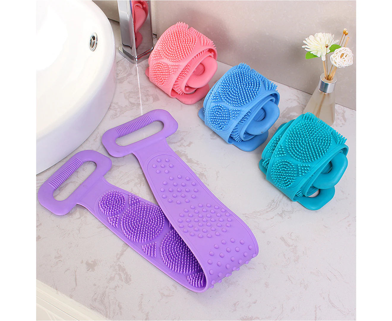 Silicone Bath Body Brush Back Cleaning Exfoliating Body Shower Towel