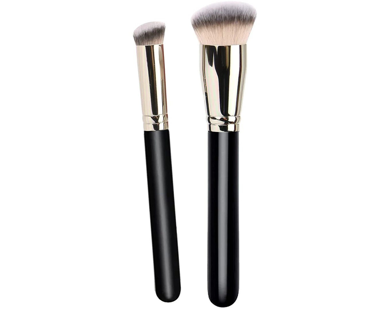 2 Pack Foundation Brush with round Slanted Makeup Brush and Mini Angled Concealer Brush Flat Top Nose Contour Brush Perfect