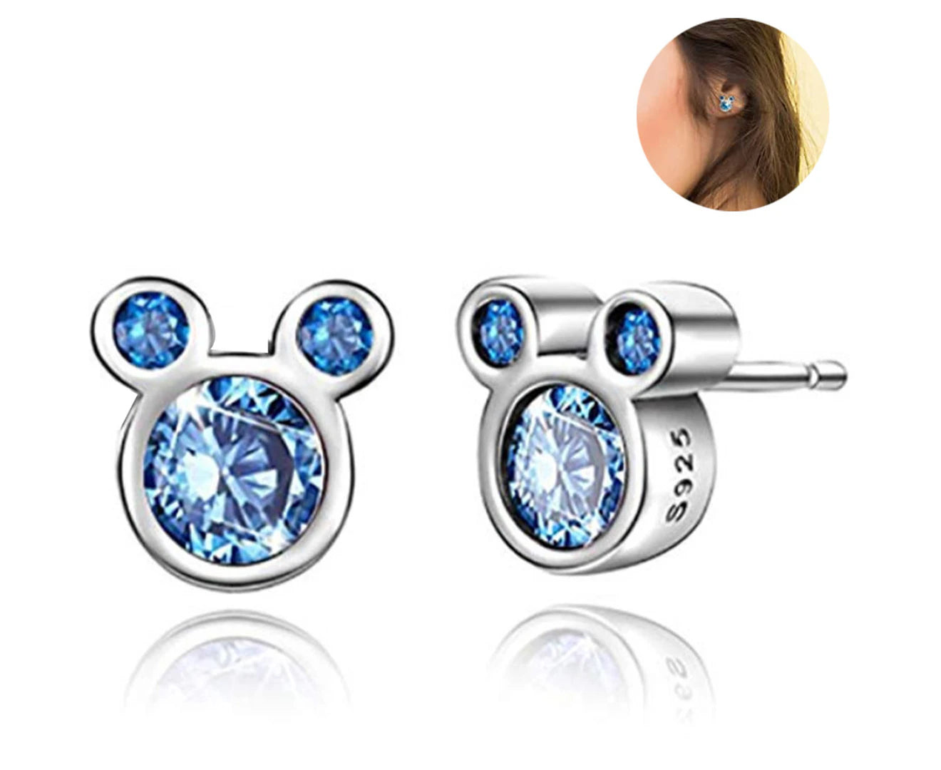 Women'S Mickey Stud Earrings Mouse Shape Plated Crystal Fashion Jewelry Earring for Women Party Gifts