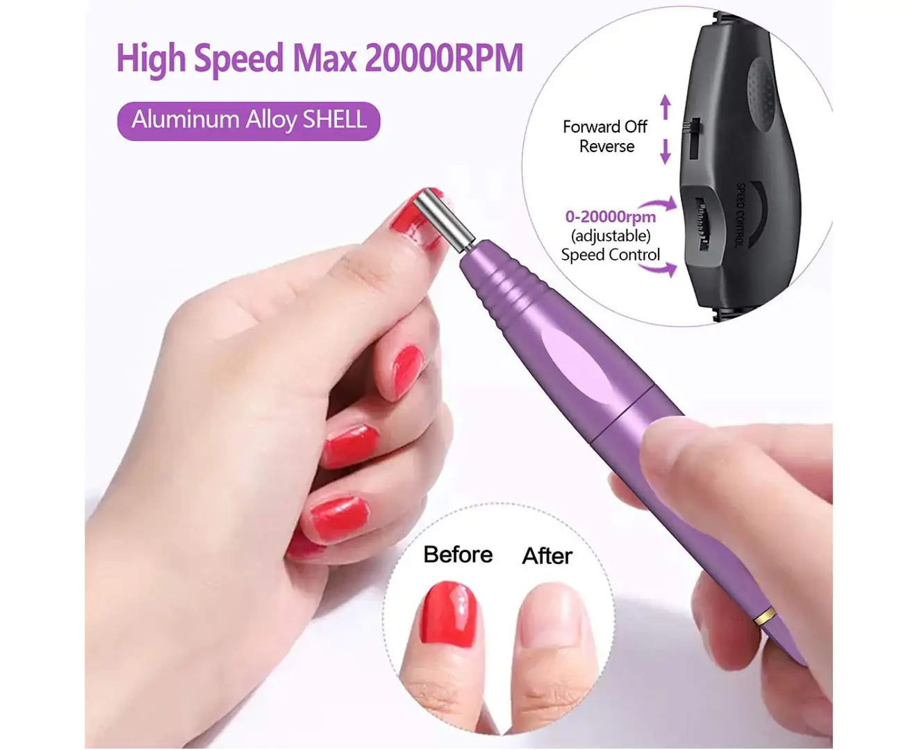 Nail Drill Machine Electric,Portable Acrylic Nail Kit,Nail File Set for Manicure Pedicure Polishing