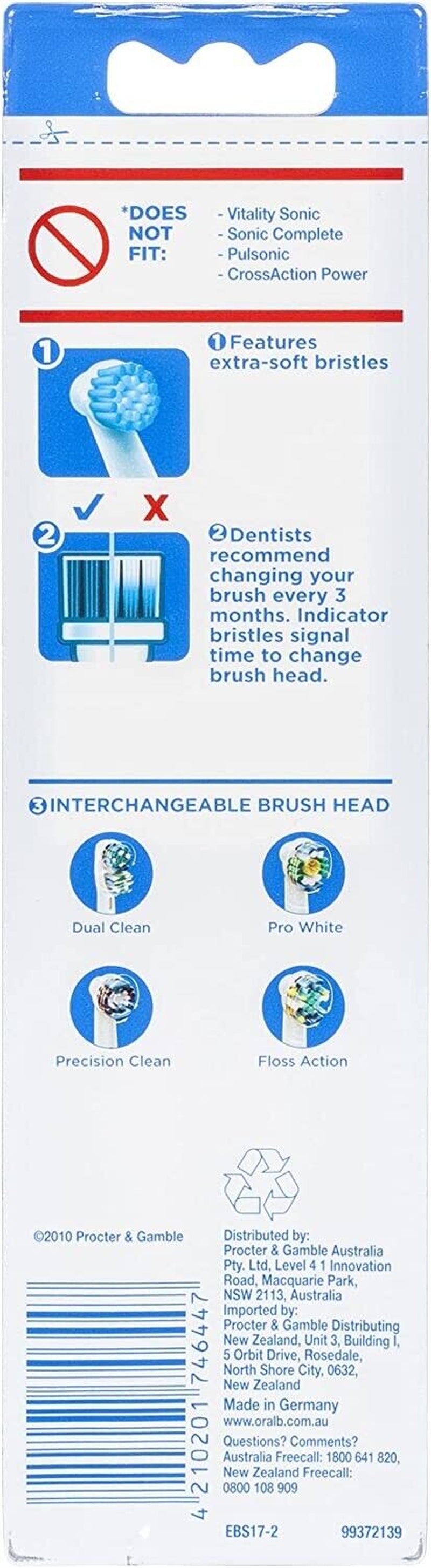 Oral-B Sensitive Replacement Electric Toothbrush Heads Refills, 2 Pack