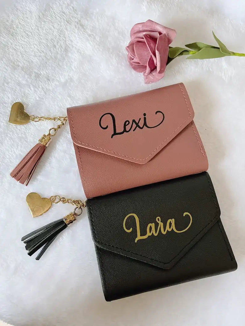 PERSONALISED Name Trifold Wallet Birthday Gift Purse BRIDESMAID WALLET