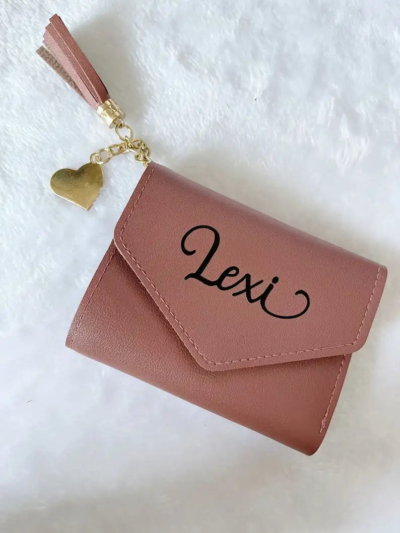 PERSONALISED Name Trifold Wallet Birthday Gift Purse BRIDESMAID WALLET