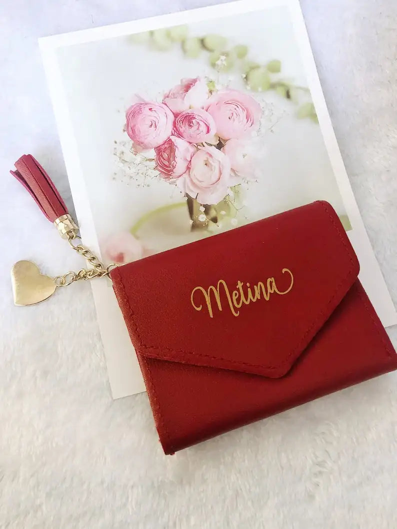 PERSONALISED Name Trifold Wallet Birthday Gift Purse BRIDESMAID WALLET