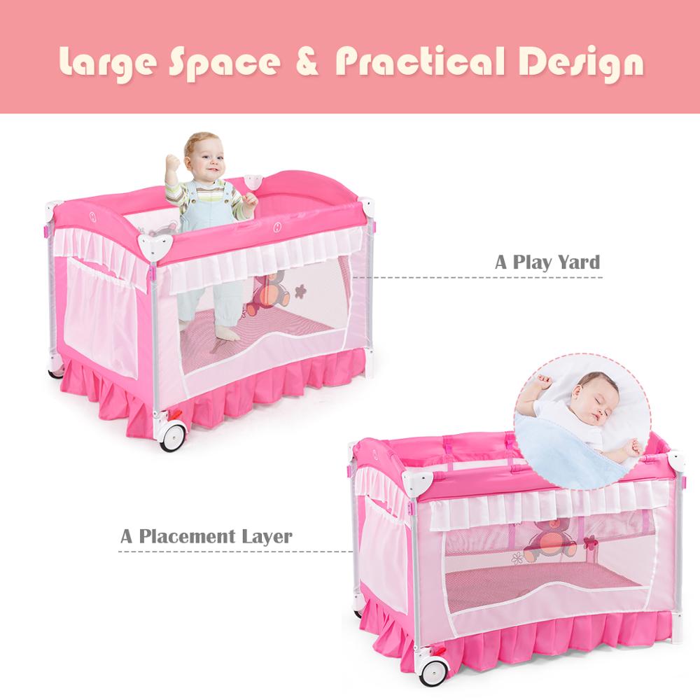 Portable Baby Crib Playpen Cradle Bassinet Changing Pad Mosquito Net