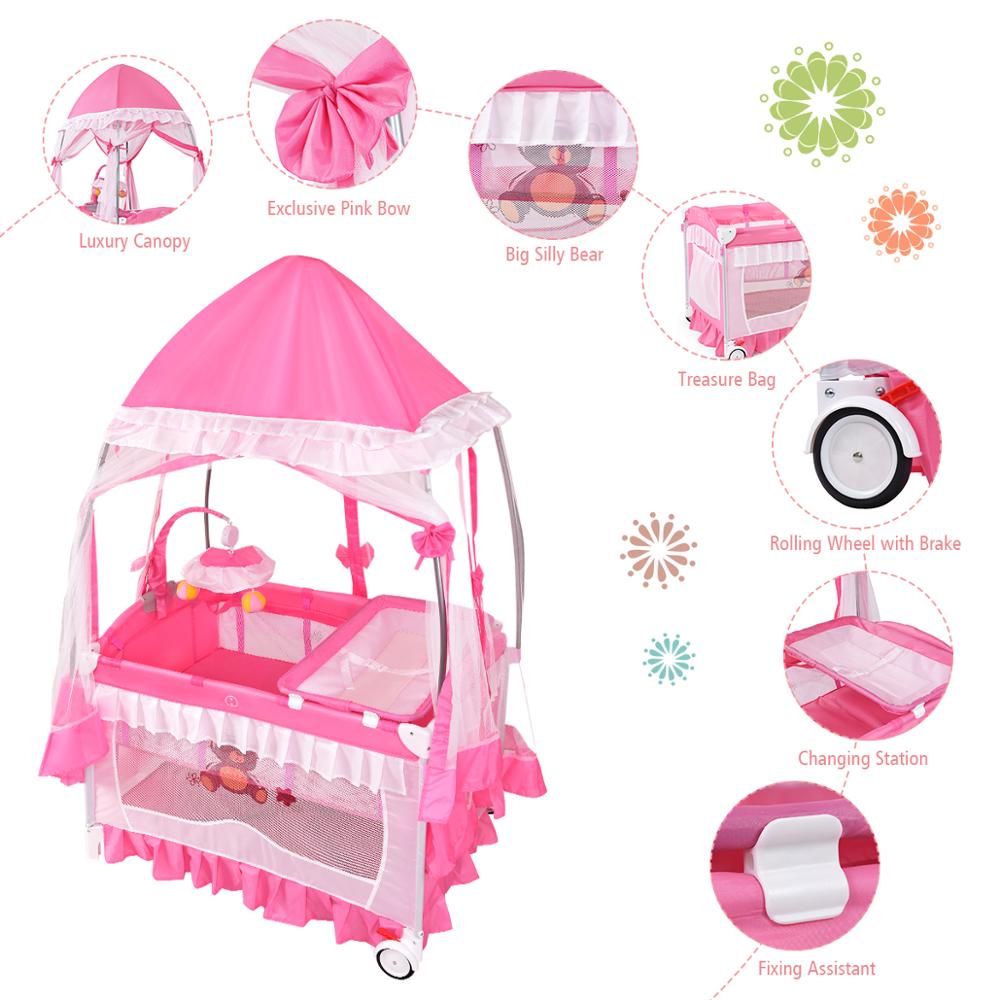 Portable Baby Crib Playpen Cradle Bassinet Changing Pad Mosquito Net