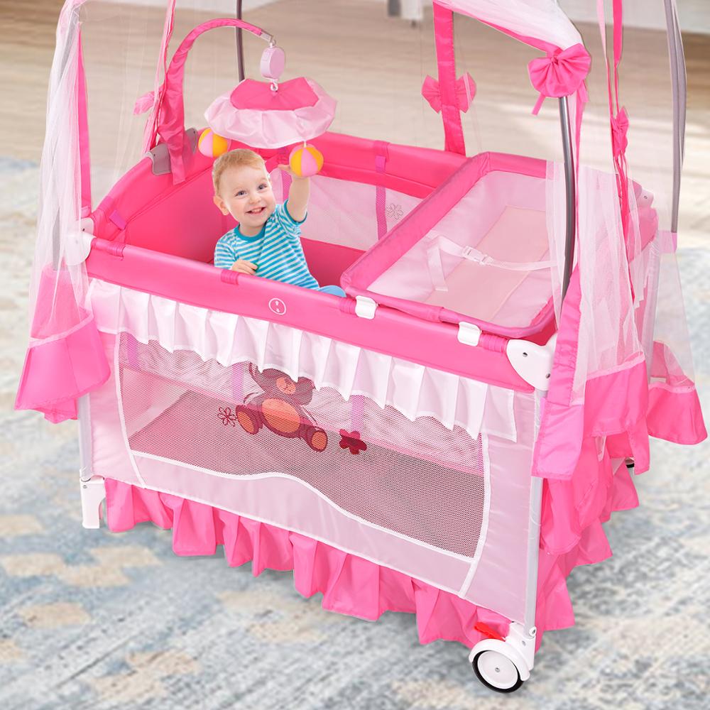 Portable Baby Crib Playpen Cradle Bassinet Changing Pad Mosquito Net