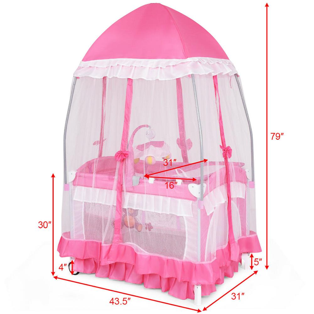 Portable Baby Crib Playpen Cradle Bassinet Changing Pad Mosquito Net