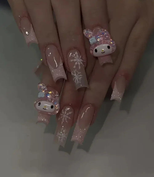 40 Style Hello Kitty Nails Charm Wearing Armor Y2K False Nail Europe