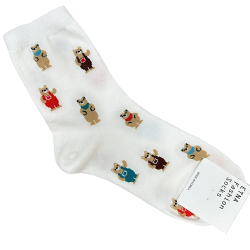 Good Quality Cartoon Elegant Lady Bear Women's  Cute Socks Cotton