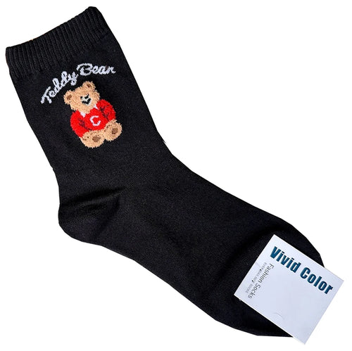 Good Quality Cartoon Elegant Lady Bear Women's  Cute Socks Cotton