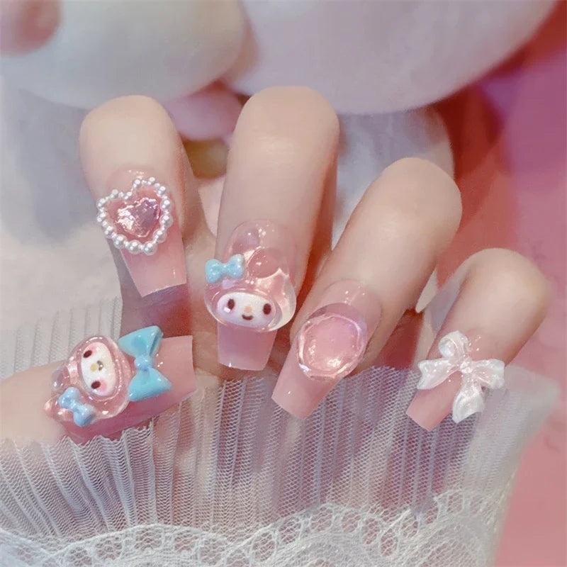 Sanrio My Melody False Nails Cute Cartoon Women Charm Finish Product