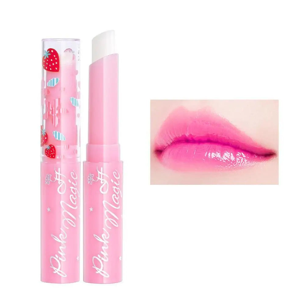 Natural Strawberry Essence Moisturizing Lipstick Temperature Changed