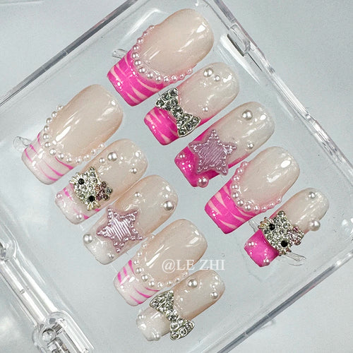 Kawaii Y2K Cartoon Handmade Fake Nails Hello Kitty Mymelody Kuromi