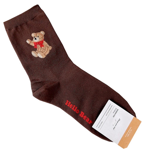 Good Quality Cartoon Elegant Lady Bear Women's  Cute Socks Cotton