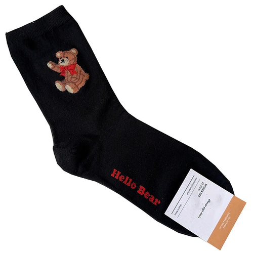 Good Quality Cartoon Elegant Lady Bear Women's  Cute Socks Cotton