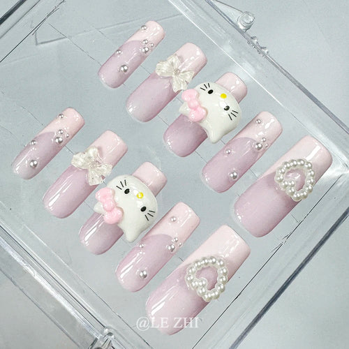 Kawaii Y2K Cartoon Handmade Fake Nails Hello Kitty Mymelody Kuromi