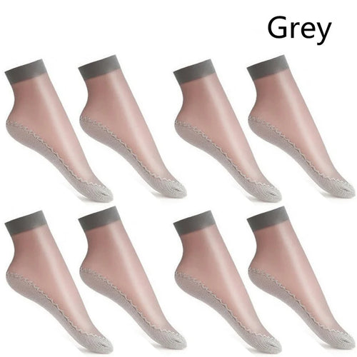 20pcs=10 Pairs Spring Summer Women Soft Socks Thin Silk Socks Non-Slip