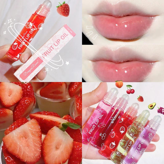 8ml Moisturizing Lip Oil Fruit Strawberry Roll-on Lip Balm Women Lips