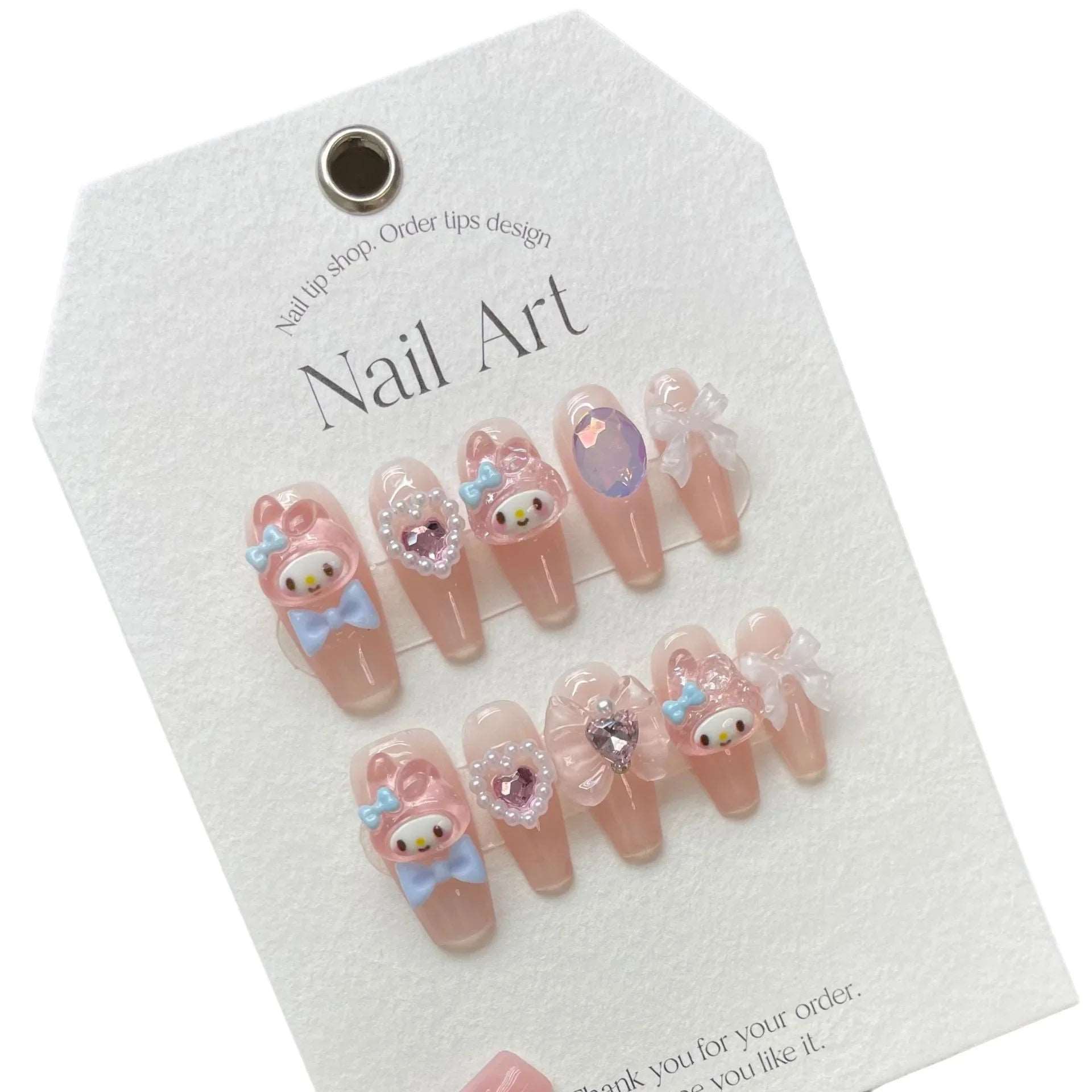 10pcs Japanese Cute Melody Press on Nails Sanrio Kawaii Fake Nails