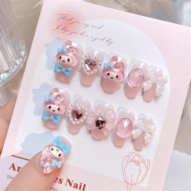 Miniso Sanrio My Melody Fake Nails Cute Cartoon Nail Patches Fashion