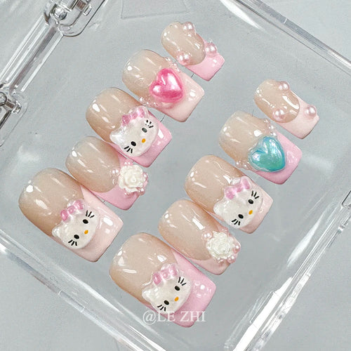 Kawaii Y2K Cartoon Handmade Fake Nails Hello Kitty Mymelody Kuromi