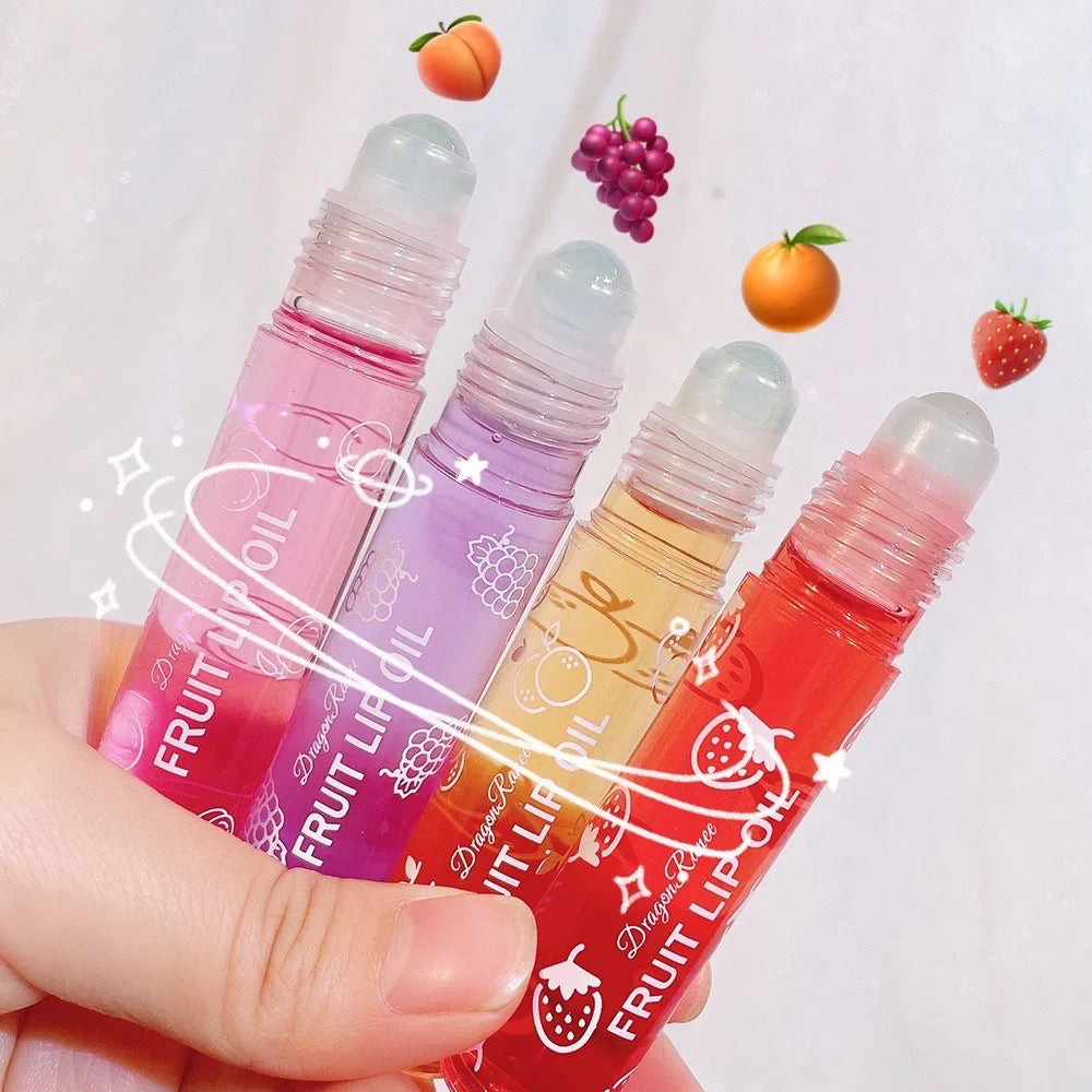 8ml Moisturizing Lip Oil Fruit Strawberry Roll-on Lip Balm Women Lips