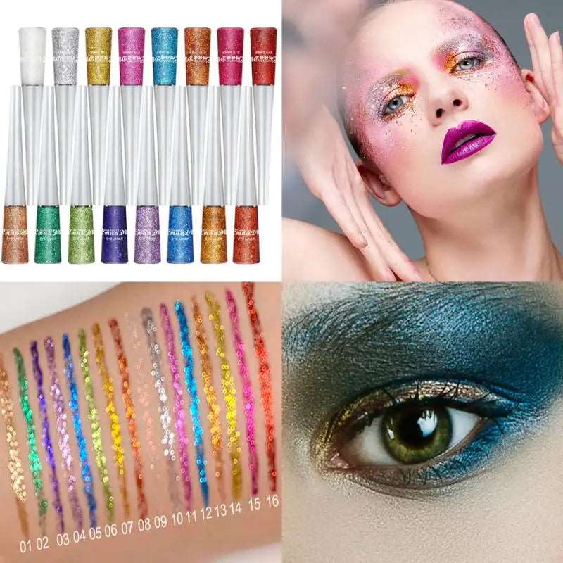 1PC Glitter Eyeliners Liquid Shiny Eye Liners Pigment Silver Green